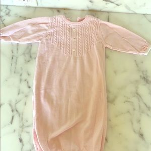 Pink knit newborn gown